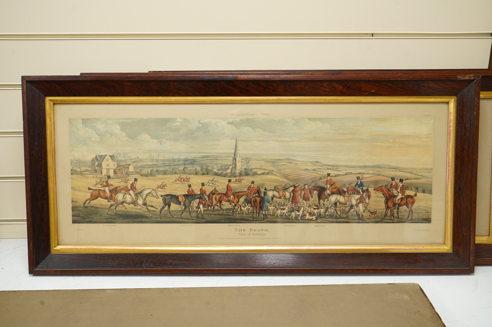 After Henry Thomas Alken (1784-1851), a set of four hunting interest lithographs, to include 'The Meeting', 'Full Cry' and 'The Death', published S & I Fuller, 1820s